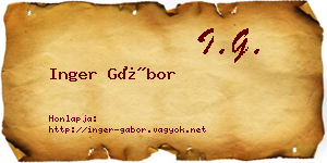 Inger Gábor névjegykártya